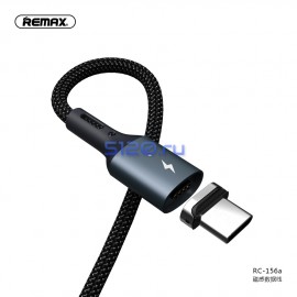 Кабель USB - Type-C Remax RC-156a Cigan, 1.0м, круглый, 3.0A, нейлон, цвет: чёрный