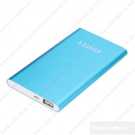 Аккумулятор FINITY Alum, 5000mAh, алюминий, 1 USB выход, 2.1A, цвет: синий