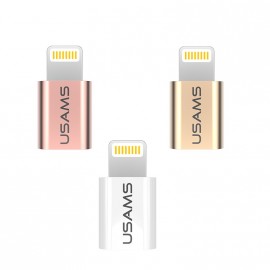Переходник Apple 8 pin - микро USB 2.0(f) Usams US-SJ049, плоский, алюминий, цвет: розовое золото