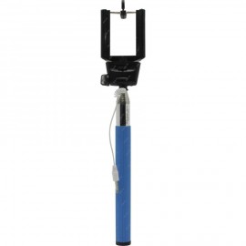 Универсальный фотодержатель телескопический DEFENDER Selfie Master SM-02, голубой, проводной. Поддержка iOS и Android. Прорезиненный держатель защищае
