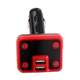 FM-трансмиттер Allison ALS-642, Bluetooth, 2 USB. AUX, пластик, цвет: чёрный, с красной вставкой