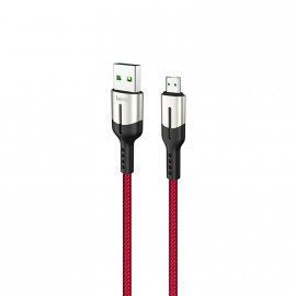 Кабель USB - micro USB HOCO U71 Star, 1.2м, круглый, 2.1A, нейлон, подсветка, цвет: красный