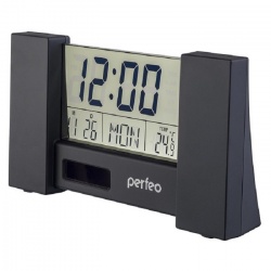 Часы настольные Perfeo, Сity, PF-S2056, будильник, термометр, цвет: белый