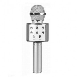 Колонка-микрофон (WS-858/C-335) Bluetooth/USB/micro SD/караоке (серебро)