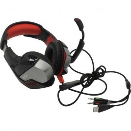 Наушники SmartBuy SBHG-9100 RUSH CRUISER, микрофон, LED, кабель 1.8м, цвет: чёрный, красная вставка