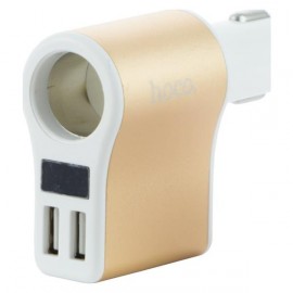 Разветвитель прикуривателя HOCO, Z10, на 1 прикуриватель, 2 USB выхода, цвет: белый