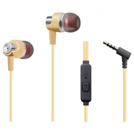 Наушники WALKER H520 с микрофоном и кнопкой ответа (матерчатый провод, угловой разъем), золотые