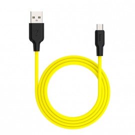 Кабель USB - микро USB HOCO X21 Plus, 1.0м, круглый, 3.0A, силикон, светящийся, цвет: жёлтый