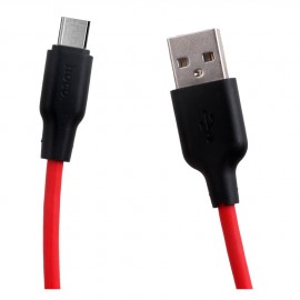 Кабель USB - микро USB HOCO X21 Plus, 1.0м, круглый, 3.0A, силикон, светящийся, цвет: красный