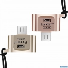Переходник микро USB - USB(f) Earldom ET-OT04, плоский, металл, OTG, цвет: розовое золото