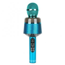 Колонка-микрофон (Q008) Bluetooth/USB/micro SD/FM/AUX/караоке/LED/меняет голос (синий)