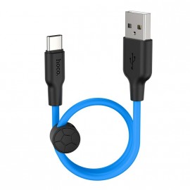 Кабель USB - Type-C HOCO X21 Plus, 1.0м, круглый, 3.0A, силикон, светящийся, цвет: голубой
