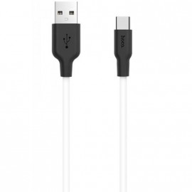 Кабель USB - Type-C HOCO X21 Plus, 2.0м, круглый, 2.4A, силикон, цвет: белый, чёрная вставка