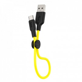 Кабель USB - Type-C HOCO X21 Plus, 2.0м, круглый, 2.4A, силикон, цвет: жёлтый, чёрная вставка