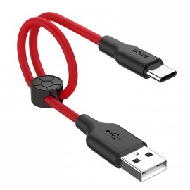 Кабель USB - Type-C HOCO X21 Plus, 2.0м, круглый, 2.4A, силикон, цвет: красный, чёрная вставка