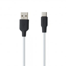 Кабель USB - Type-C HOCO X21, 1.0м, круглый, 2.0A, силикон, цвет: белый, чёрная вставка