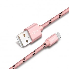 Кабель USB - микро USB Yoobao Ribbon YB-423, 1.5м, круглый, 2.1A, ткань, в переплёте, цвет: розовый