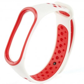 Ремешок для фитнес-браслета XIAOMI Mi Band 3/ Mi Band 4 без бренда, Sport, силикон, цвет: красный, белый
