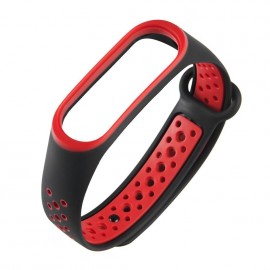 Ремешок для фитнес-браслета XIAOMI Mi Band 3/ Mi Band 4 без бренда, Sport, силикон, цвет: чёрный, красный