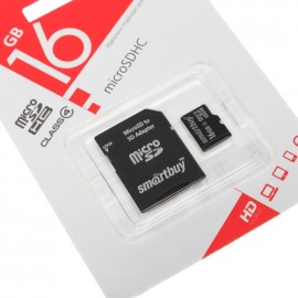 Карта памяти SmartBuy microSDHC Class 10 UHS-I 16GB + SD adapter
