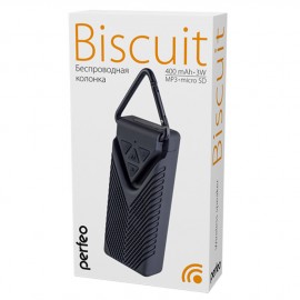 Портативная акустика Perfeo BISCUIT MP3, microSD, мощность 3Вт, 400mAh, черная PF_A4325