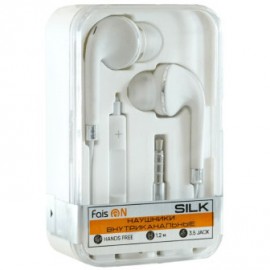 Наушники FaisON Silk, микрофон, кабель 1.2м, цвет: белый, серебряный