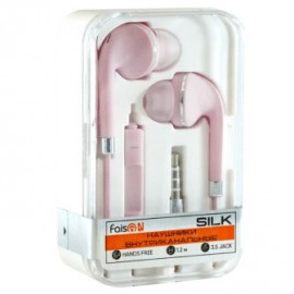 Наушники FaisON Silk, микрофон, кабель 1.2м, цвет: розовый, серебряный
