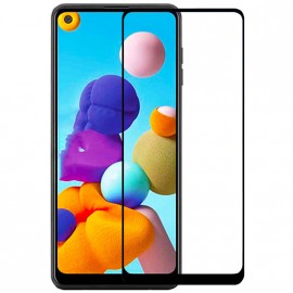 Защитное стекло на экран для Samsung Galaxy A21S 5-10D (без упаковки) черное