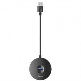 USB-концентратор Baseus, Round box, 4 гнезда, 1 USB выход, цвет: чёрный