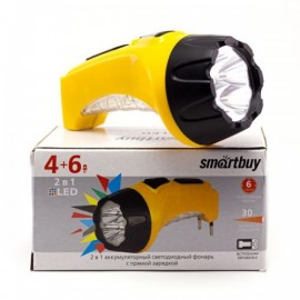 Фонарь SMARTBUY SBF-87-Y, жёлтый. Аккумуляторный светодиодный фонарь. 4LED+6LED. Аккумулятор 4V 0.5Ah. Подзарядка от сети 220 V (1/120)