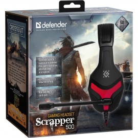 Наушники DEFENDER Scrapper 500 красный + черный, кабель 2 м