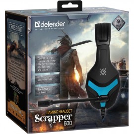 Наушники DEFENDER Scrapper 500 синий + черный, кабель 2 м