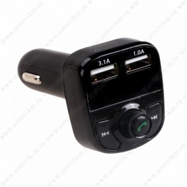 FM-трансмиттер без бренда X8, Bluetooth, 2 USB. AUX, пластик, цвет: чёрный
