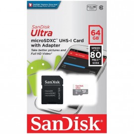 Карта памяти SanDisk microSDXC Class 10 Ultra Light UHS-I  (100 Mb/s) + SD adapter 64Gb