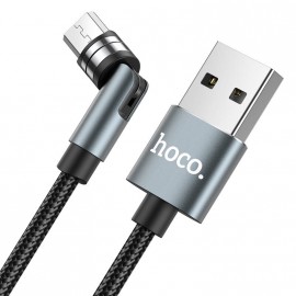 Кабель USB - Type-C HOCO U94, 1.2м, круглый, 2.4A, нейлон, индикатор, магнитный, цвет: чёрный