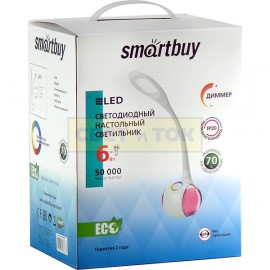 Настольная лампа светодиодная SmartBuy SBL-RG-6-DIM, 6 Вт, 5000К, диммер, RGB- подсветка, белый