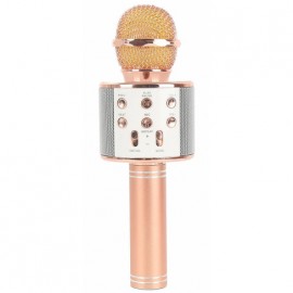 Колонка-микрофон (WS-858ch) Bluetooth/USB/micro SD/караоке (розовое золото)