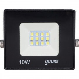 Прожектор светодиодный Gauss Elementary 10W 780lm IP65 6500К черный ПРОМО (1/20)