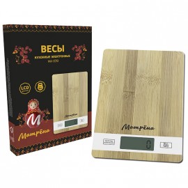 Весы кухонные электронные Матрена МА-039 Бамбук, 0-5кг