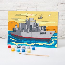 Картина по номерам «Военный корабль» 20×30 см Школа талантов 4971852