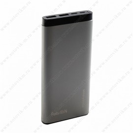 Портативный аккумулятор FaisON FS-PB-903, Classic, 10000mAh, металл, 2 USB выхода, индикатор, 2.1A, цвет: серый