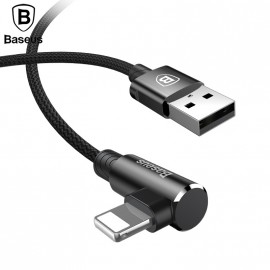 Кабель USB - 8 pin Baseus MVP Elbow Type, 2.0м, круглый, 1.5A, ткань, боковой, цвет: чёрный